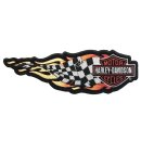 Aufnäher Harley-Davidson Flamme Siegesfahne 25x8cm Flames Checkered Banner Patch