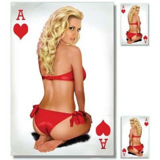 Pegatina-Set As de Corazones Pin Up Chica 16 x 11 cm Sexy Girl Ace of Hearts 