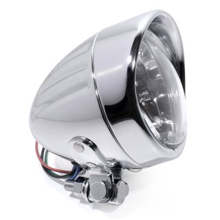 4" Headlight Chrome Clear Glass Mini Small for Harley-Davidson Universal ECE