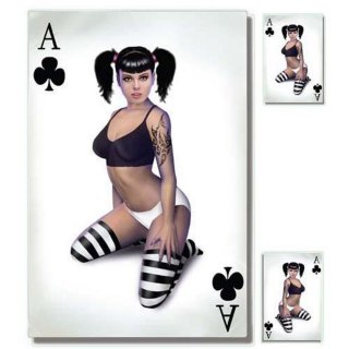 Autocollant-Set As de Trèfle Pin Up Fille 16 x 11 cm Sexy Ace of Clubs Decal
