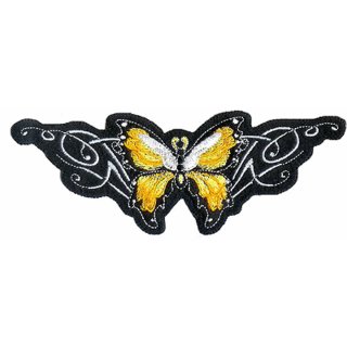 Aufn&auml;her Schmetterling Tribal gelb 15 x 5,5 cm Yellow Butterfly Tribal Patch