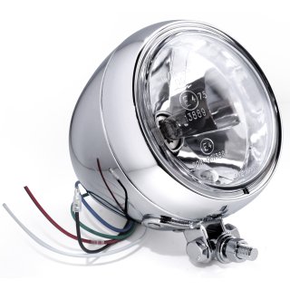 4½" Headlight Chrome Clear Glass Lens fits Harley Chopper Custom Universal ECE