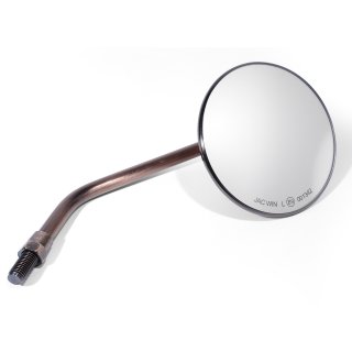 Round gold classic small mirror with E-Mark for japanese bikes 10mm