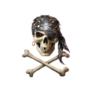 Pegatina Pirata Cráneo 8,5 x 6,5 cm Pirate Skull Sticker Casco Aerógrafo