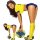 Aufkleber Set Fu&szlig;ballspielerin Blau Gelb Pin Up Girl Soccer Girl Blue Yellow Decal 