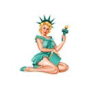 Pegatina Pin Up Girl Estatua de la Libertad 9 x 6,5 cm...