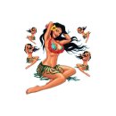 Adesivo-Set Tiki Hawai Pin Up Girl 15 x 10 cm Babe Sexy...
