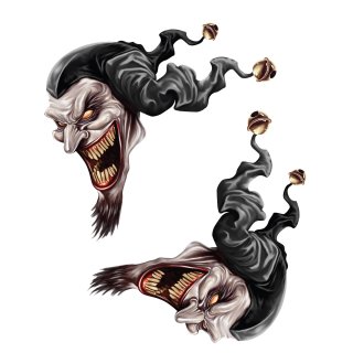 Aufkleber-Set Joker Köpfe Grausam Gemein 6 x 4,5 cm Joker Heads Sticker Decal