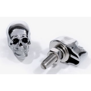 Crâne Visser plaque dimmatriculation Métal Chrome Noir Custom 25mm Skull