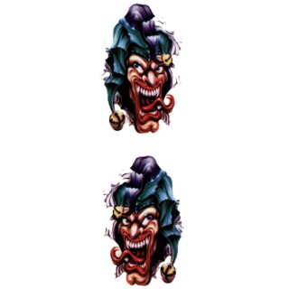 Adesivo Set giullare burlone testa 10 x 6 cm Jester Head Joker Sticker Set
