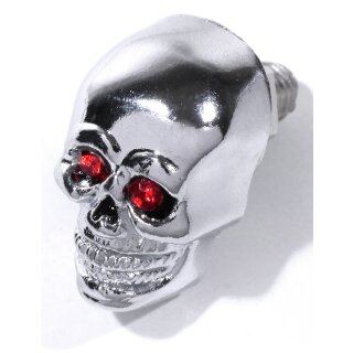 Cráneo Tornillos Placa Metal Cromo rojo Chopper Custom 25mm Skull