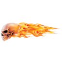 Aufkleber Brennender Totenkopf Links 20 x 6 cm Flaming Skull Left Sticker