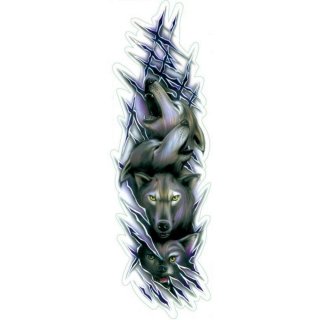 Autocollant Meute de loups Airbrush 20x6 cm Wolf Pack Sticker Motorcycle Decal