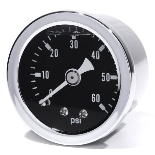 Öldruckmanometer-Anzeige Chrom Schwarz -60 PSI 4 Bar f Harley Motorrad Auto Boot