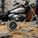 Öldruckmanometer-Anzeige Chrom Schwarz -60 PSI 4 Bar f Harley Motorrad Auto Boot