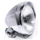 5&frac34;&quot; Headlight Chrome H4 Universal ECE Grooved for Harley-Davidson and Chopper