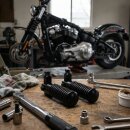 Fußrasten Schwarz Universal Sundance mit Halter für Harley Honda Suzuki Yamaha