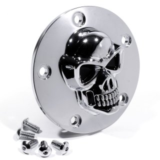 3D Skull Z&uuml;ndungsdeckel Chrom f&uuml;r Harley Davidson 99- Pointcover Totenkopf HD