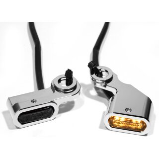Mini LED Blinker Chrom Lenkerarmatur f Harley Softail 96- Dyna 96- Sportster 96-
