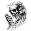 Adesivo Cranio Pregare con ala 8 x 6 cm Sticker Angel...