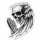 Adesivo Cranio Pregare con ala 8 x 6 cm Sticker Angel Skull Decal