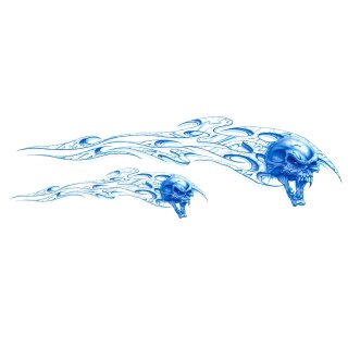 Aufkleber-Set Totenkopf Airbrush blau rechts 20 x 6 cm Blue Skull Right Sticker