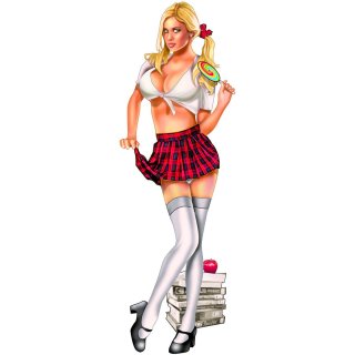 Autocollant Sexy Ecolière Pin Up Fille 20 x 6 cm School Babe Decal Sticker