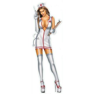 Aufkleber Pin Up Girl Sexy Krankenschwester 20 x 6 cm Naughty Nurse Sticker