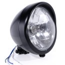 5¾" Headlight black H4 Universal Clear Lens ECE plain for Harley-Davidson
