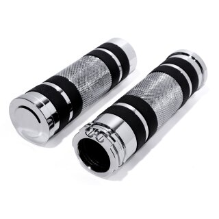 Poignées en aluminium Flatband Chromé p. guidon Harley-Davidson 1" Performance