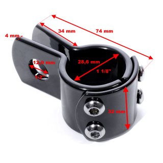 WTMT 28mm Black Mounting Clamp For Harley Crash Bar Pegs – 1 1/8” Frame Bracket