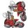 Sticker-Set Wheelie Skull Streetfighter Red 14 x 10 cm Motorcycle Decal