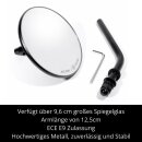 Round black classic small mirror with E-Mark for Harley-Davidson ECE