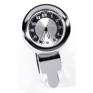 Chrome Metal Motorcycle Handlebar Clock 22-25mm Clamp for Harley Yamaha Cruiser