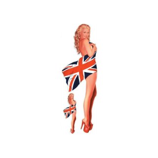 Aufkleber Englisches Sexy Pin Up Girl 21 x 6,5 cm Miss England UK Decal Sticker