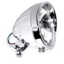 5¾" Headlight Chrome H4 Universal Clear Lens ECE Grooved for Harley-Davidson