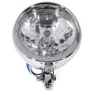 5&frac34;&quot; Headlight Chrome H4 Universal Clear Lens ECE Grooved for Harley-Davidson