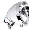 5¾" Scheinwerfer Chrom H4 Klarglas Universal ECE Grooved für Harley-Davidson