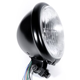5¾" Phare noir pour Harley Suzuki Universel Chopper H4 ECE Bates-Style