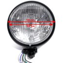5¾" Phare noir pour Harley Suzuki Universel Chopper H4 ECE Bates-Style