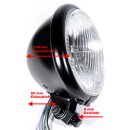 5¾" Phare noir pour Harley Suzuki Universel Chopper H4 ECE Bates-Style