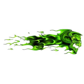 AdesivoTeschio verde a destra 20,5 x 6,5 cm Green Skull Right Airbrush Decal