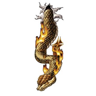 Pegatina Serpiente llamas Aerógrafo 42x14 cm Rip n Tear Snake Flames Airbrush XL