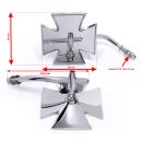 ESPEJO Metálica MALTESA Intersección Hierro cruzar CROMO PARA HD Harley Chopper