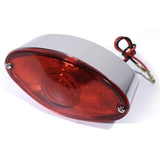 Feu Arrière chromé Cateye Moto Harley Suzuki Yamaha Honda Cruiser Universel ECE