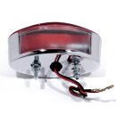 Feu Arrière chromé Cateye Moto Harley Suzuki Yamaha Honda Cruiser Universel ECE