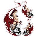 Aufkleber-Set Teufelsritt Pin Up Girl Totenkopf 17 x 10...