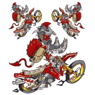 Aufkleber-Set Teufelsfahrt Enduro 13 x 14 cm Teufel Devil Ride Motocross Sticker Decal 