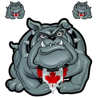 Aufkleber-Set Bulldogge Kanada 13,5 x 14 cm Canada Bulldog Hund Sticker Decal