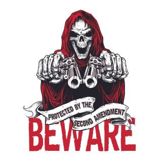 Sticker-Set Beware Skull 15x12 cm Protected by the second Amendment Decal 3 pcs